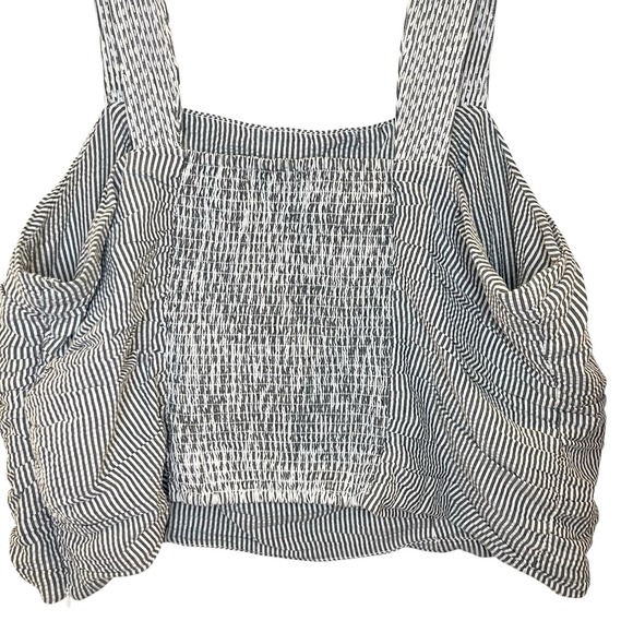 Pilcro Anthropologie Shirt‎ Womens 3X Crop Tank Top Gray White Seersucker Boho - Picture 5 of 6
